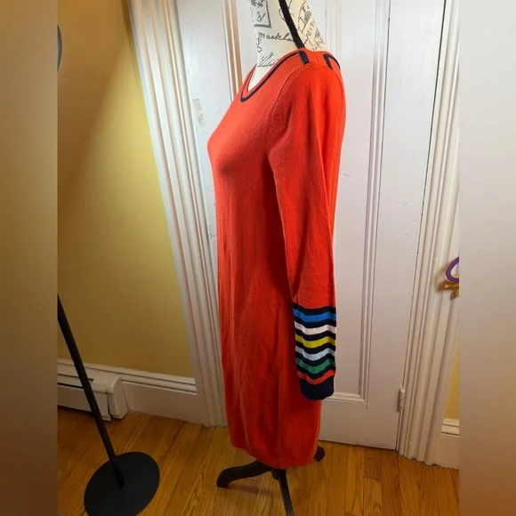 Boden Orange sweater Dress with Striped Sleeves UK 16, US 12 - Picture 2 of 14